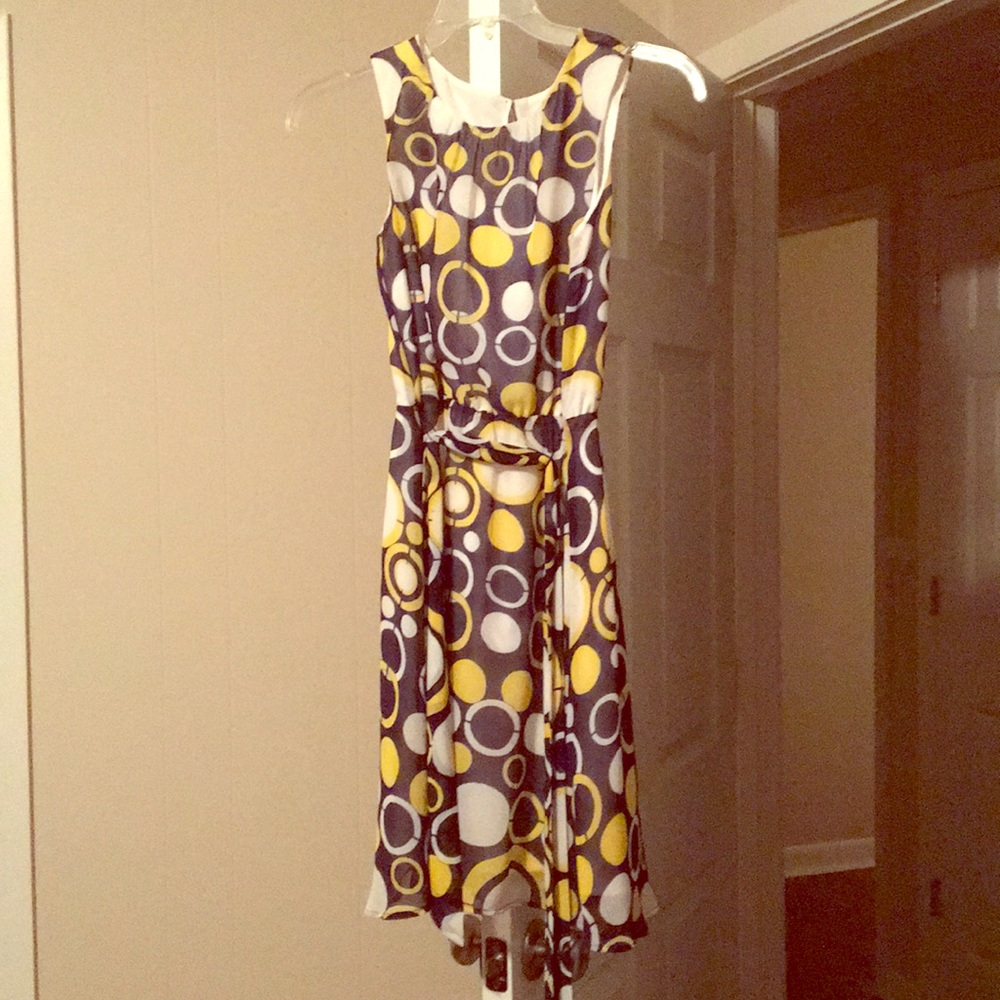 Navy and yellow polka dot dress